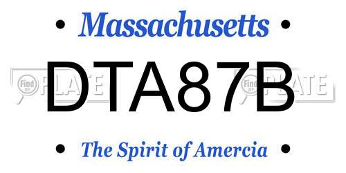 DTA87B Massachusetts License Plate