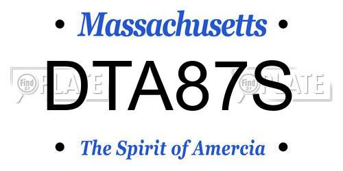DTA87S Massachusetts License Plate