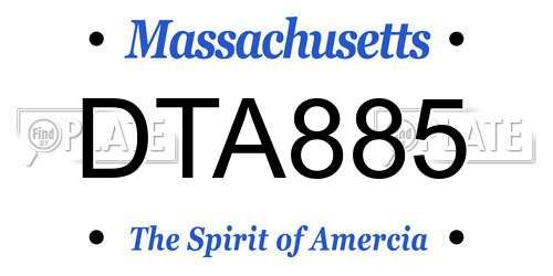 DTA885 Massachusetts License Plate