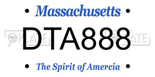 DTA888 Massachusetts License Plate