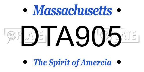 DTA905 Massachusetts License Plate