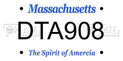 DTA908 Massachusetts License Plate