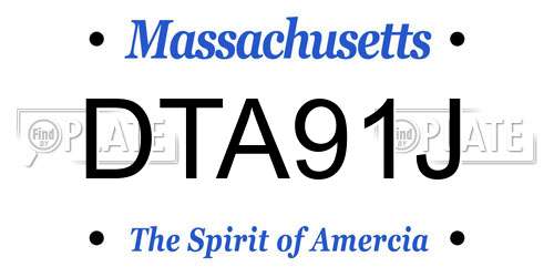 DTA91J Massachusetts License Plate