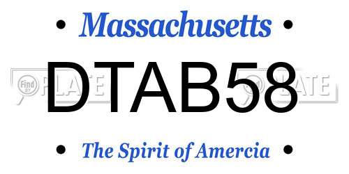 DTAB58 Massachusetts License Plate