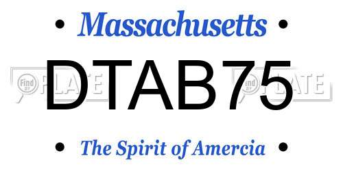 DTAB75 Massachusetts License Plate