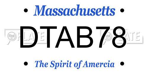 DTAB78 Massachusetts License Plate