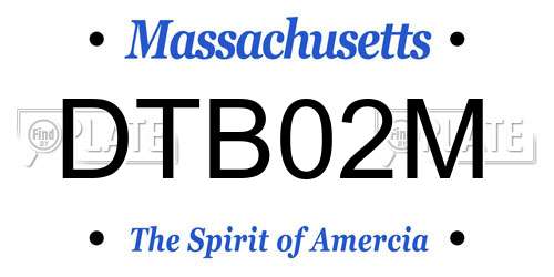 DTB02M Massachusetts License Plate