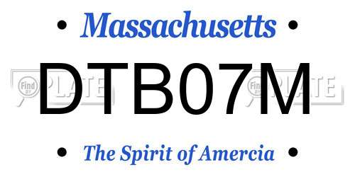 DTB07M Massachusetts License Plate