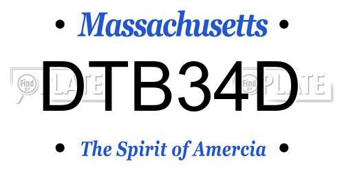 DTB34D Massachusetts License Plate
