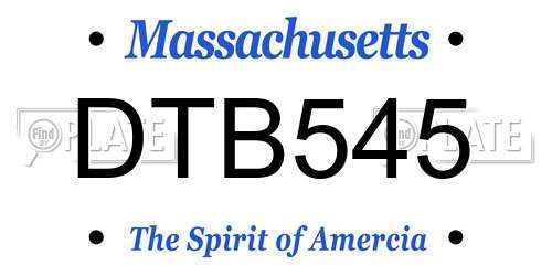 DTB545 Massachusetts License Plate