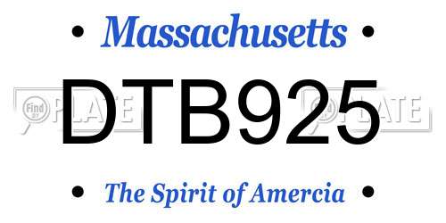 DTB925 Massachusetts License Plate
