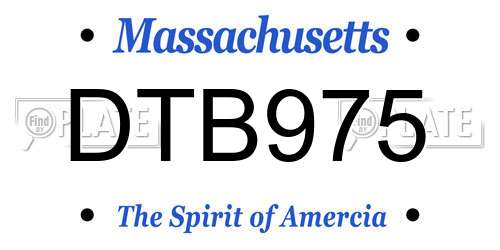 DTB975 Massachusetts License Plate