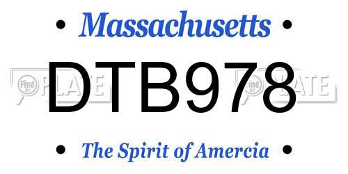 DTB978 Massachusetts License Plate