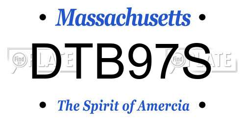 DTB97S Massachusetts License Plate