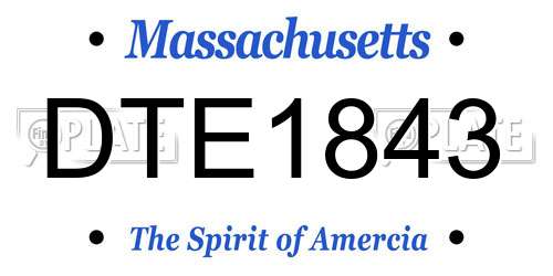 DTE1843 Massachusetts License Plate