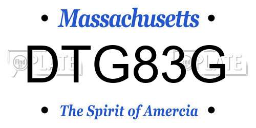 DTG83G Massachusetts License Plate