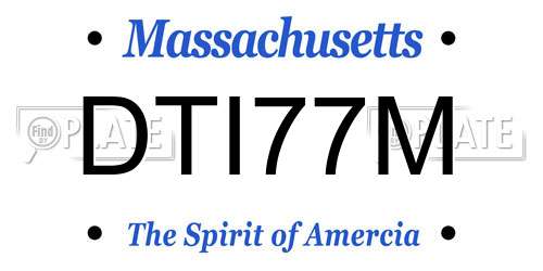 DTI77M Massachusetts License Plate