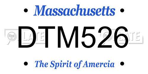 DTM526 Massachusetts License Plate