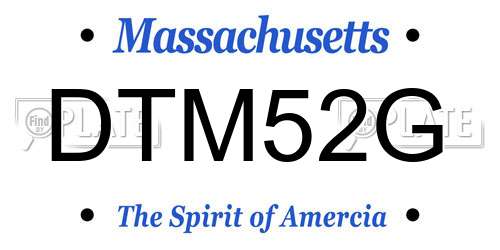 DTM52G Massachusetts License Plate