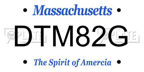 DTM82G Massachusetts License Plate