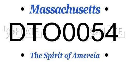 DTO0054 Massachusetts License Plate