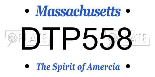 DTP558 Massachusetts License Plate