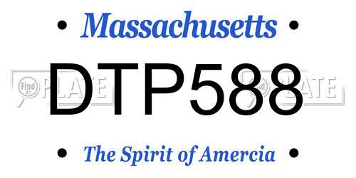 DTP588 Massachusetts License Plate