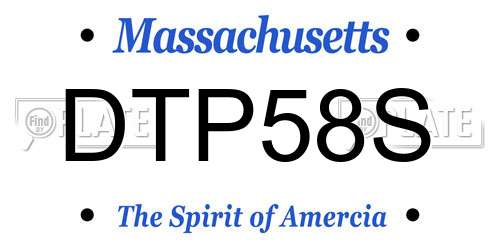 DTP58S Massachusetts License Plate