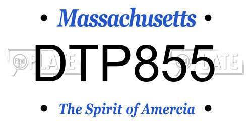 DTP855 Massachusetts License Plate