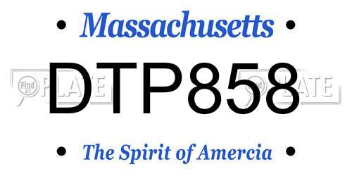 DTP858 Massachusetts License Plate
