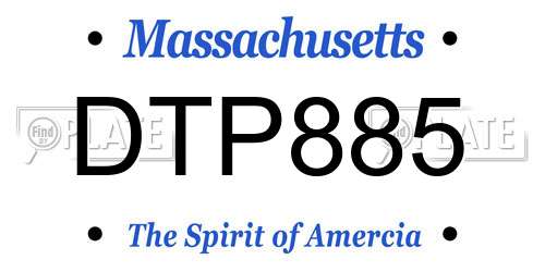 DTP885 Massachusetts License Plate