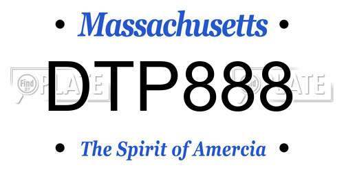 DTP888 Massachusetts License Plate