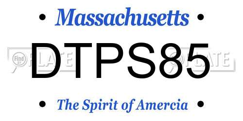 DTPS85 Massachusetts License Plate