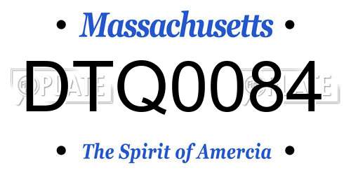 DTQ0084 Massachusetts License Plate