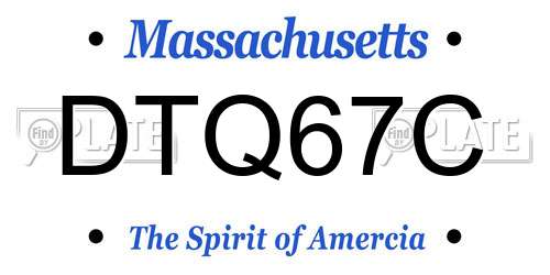 DTQ67C Massachusetts License Plate