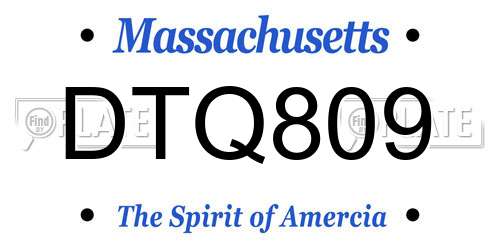 DTQ809 Massachusetts License Plate