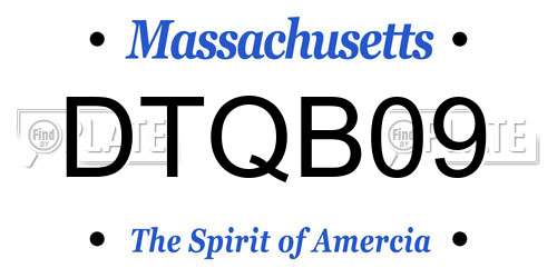 DTQB09 Massachusetts License Plate