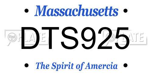 DTS925 Massachusetts License Plate