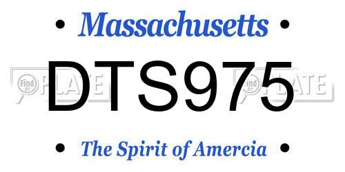 DTS975 Massachusetts License Plate