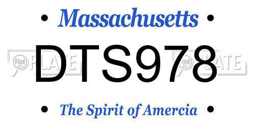 DTS978 Massachusetts License Plate
