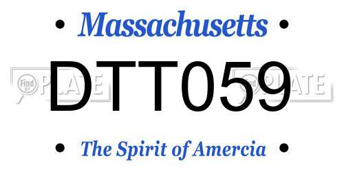 DTT059 Massachusetts License Plate