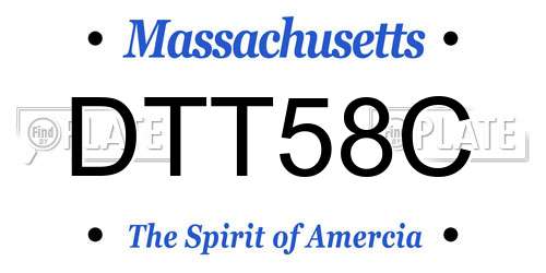DTT58C Massachusetts License Plate