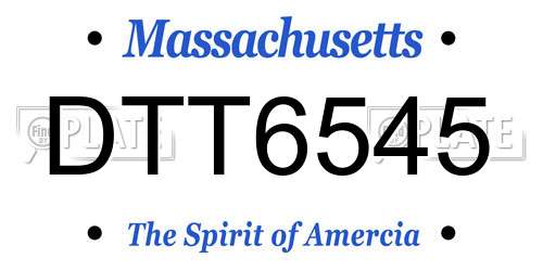 DTT6545 Massachusetts License Plate