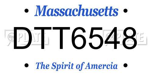 DTT6548 Massachusetts License Plate