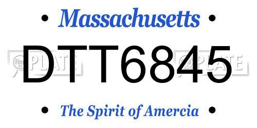 DTT6845 Massachusetts License Plate