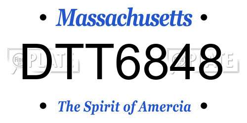 DTT6848 Massachusetts License Plate