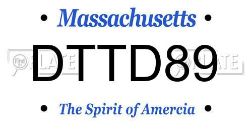 DTTD89 Massachusetts License Plate