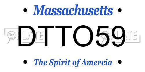 DTTO59 Massachusetts License Plate
