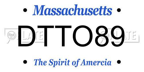 DTTO89 Massachusetts License Plate