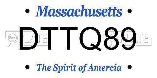 DTTQ89 Massachusetts License Plate